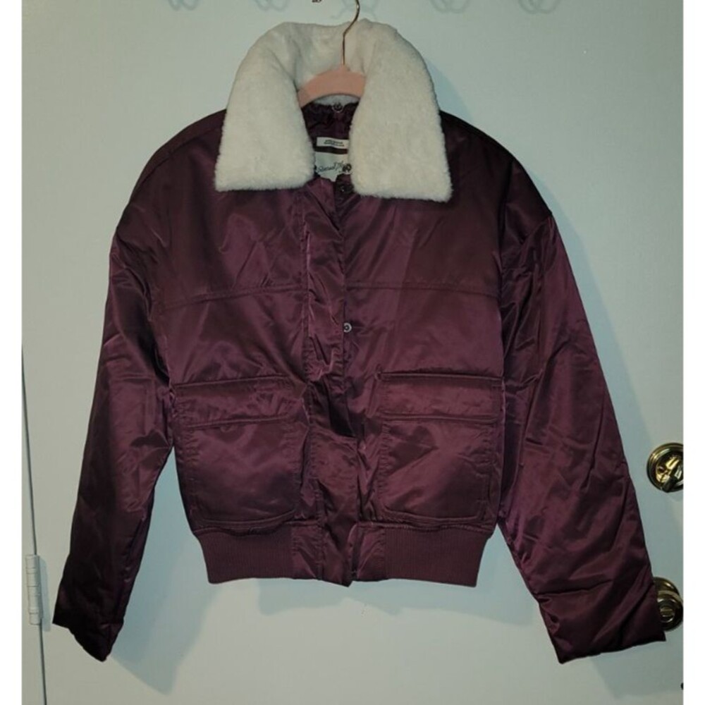 Universal Thread Womens XS Water Resistant Sateen Shiny Bomber Jacket Collared